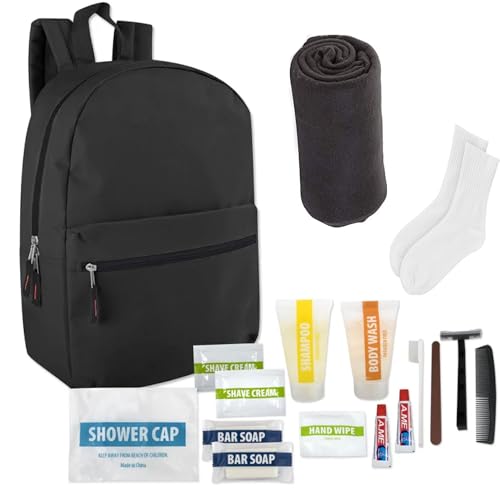 12-Pack Homeless Care Kits with Backpack, Blanket & Hygiene Supplies