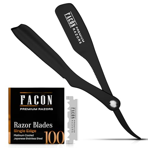 Fac?n Straight Razors for Men - Professional Barber Straight Edge Razor Kit with 100 Blades,Japanese Stainless Steel Barbero Shaver for a Smooth & Precise Shave, Premium Barber Razor for Men's Shaving
