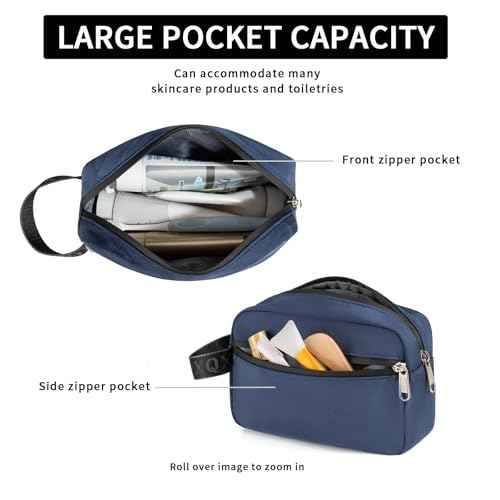 XQXA Toiletry Bag for Men, Hanging Dopp Kit Water Resistant Travel makeup Bag for women, Mens Travel Bag Shaving Bag for Toiletries Accessories (01-Navy Blue)