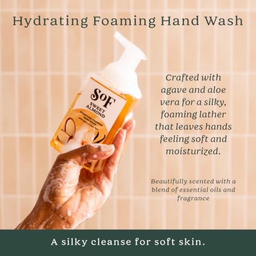 SoF Sweet Almond Foaming Hand Wash 8oz Pack of 3 - Hydrating, Vegan, Coconut & Agave Nectar