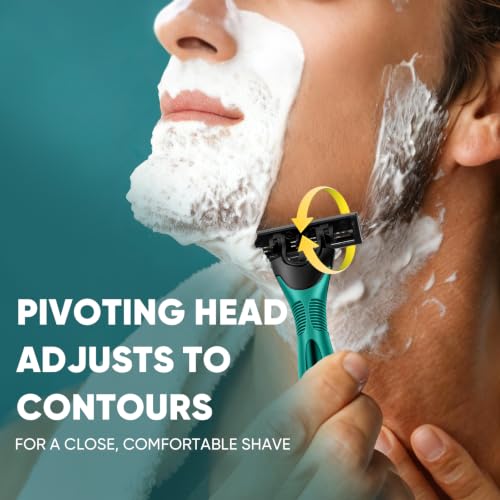 Comfycheer 20P Disposable Razors for Men, 3-Blade, Pivoting Head, Sensitive Skin