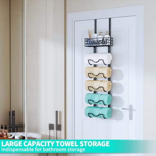 HapiRm Over The Door Towel Rack - 6 Tier Wall Mount Organizer