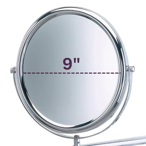 JERDON Two-Sided Wall-Mounted Makeup Mirror with 3X-1X Magnification ?9¡± Diameter Mirror Extends 9¡± ? Polished Chrome Finish - Model JP3030CF