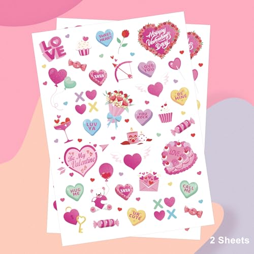 Valentine's Day Temporary Tattoos - 68 Styles Hot Pink Foil