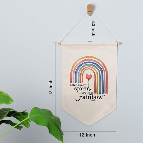 After Every Storm There is a Rainbow Banner Wall Art, Nursery Sign, Rainbow Baby Gift, Nursery Bedroom Decor, Rainbow Sign, Neutral Rainbow Wall Hanging, Kids Pennant Flag, Baby Shower Gift