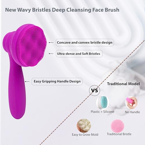 Silicone Facial Cleansing Brush Set - 2 Pack Manual Face Exfoliator