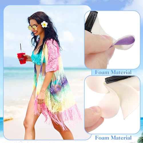 18 Pcs Hawaiian Flower Hair Clips, 2.75 Inch Plumeria Foam Hair Clip Artificial Tropical Flower Hairpins for Beach Vacation Wedding