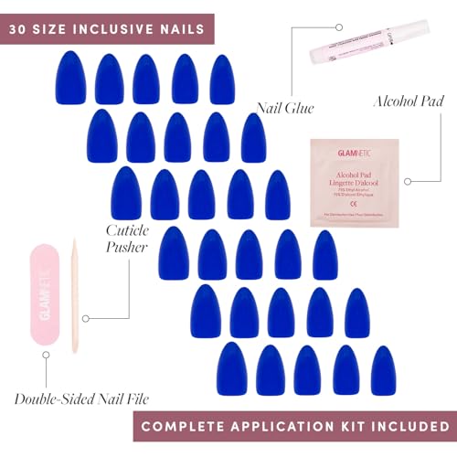 Glamnetic Cobalt Blue Press-On Nails - Short Almond 30 Kit