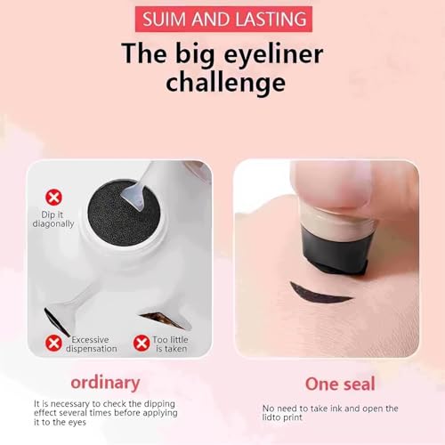 Winged Eyeliner Stamp Pen Dual Head Rotating Design, Quick-Dry, Long-Lasting, Smudge-Proof for Easy Cat Eye (1#/Black)