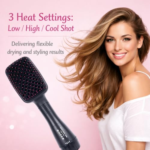 3-in-1 Hair Dryer Brush with Ionic Technology & Paddle Design