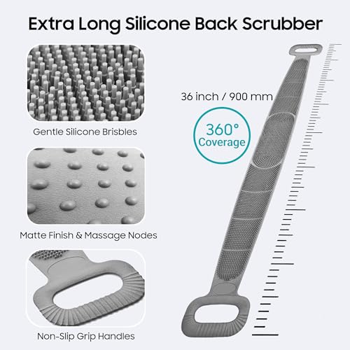 Sofine Silicone Back Scrubber 2 Pack - 36in Dual Sided Body Scrubber