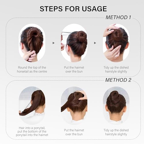 12 Inch Brown Hair Nets for Buns - Dance & Secure Bun Covers with Pins - Variation of THIS listing