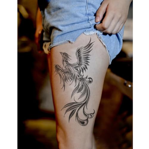 8 Sheets Waterproof Arm Body Art Temporary Tattoo Stickers Black Flying Dragon Phoenix