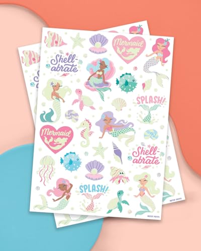 xo, Fetti Mermaid Glow in Dark Temporary Tattoos - 48 PC