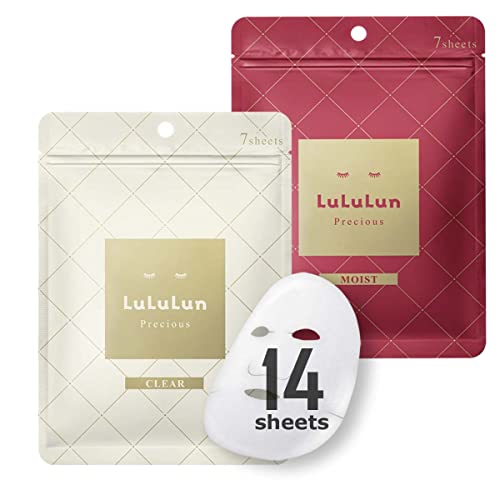 Lululun 14pc Hydrating Face Mask Set, Moisturizing Cotton Face Mask, Ideal for All Skin Type Skincare, Perfect for Daily Use - PRECIOUS RED & PRECIOUS WHITE