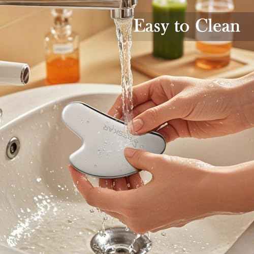 BESKAR Gua Sha Facial Tools, Stainless Steel Guasha Massage Sticks for Jawline Sculpting, Tighten Face Skin and Reduce Wrinkles, Face Eyes Body Neck Massage Tool, Skin Care Gift