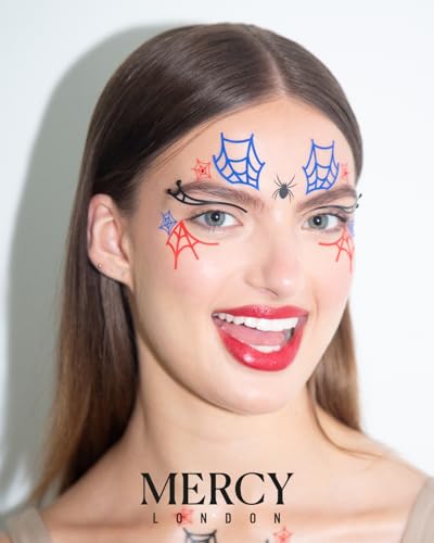 Mercy London Spiderweb Face Gems - Red, Blue & Black Stick-On Crystals