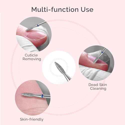MelodySusie 2.2mm Flame Shape Cuticle Clean Nail Drill Bit 3/32'', Professional Safety Carbide Diamond Under Nail Cleaner for Cuticle Dead Skin Nail Prepare, Beginners Bits, Series Bit-S, Medium