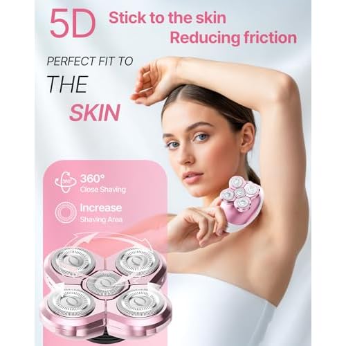 Electric Razors for Women, 5-in-1 Rechargeable Body Shaver - Waterproof Wet Dry Hair Remover - Trimmer for Lady Face Underarms Bikini,Lips,arms, Legs