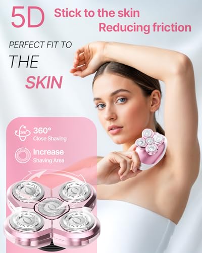 Pink 5-in-1 Rechargeable Waterproof Women's Electric Shaver & Trimmer
