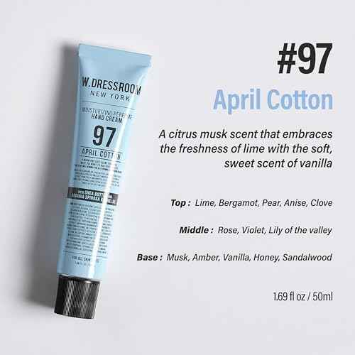 W.Dressroom Moisturizing Hand Cream for Dry Hands, Non-Greasy, Quick-Absorbing Korean Hand Lotion, Travel Size 1.69 fl oz (50 ml), No.97 April Cotton Scent