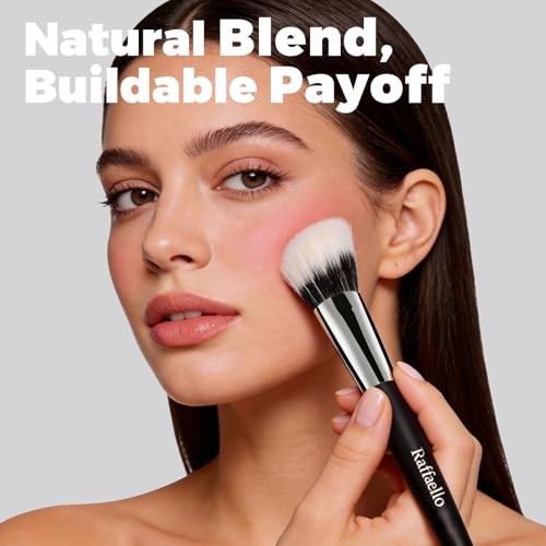 Raffaello Angled Contour & Blush Makeup Brush - Soft Synthetic Face Brush for Liquid, Cream & Powder Products