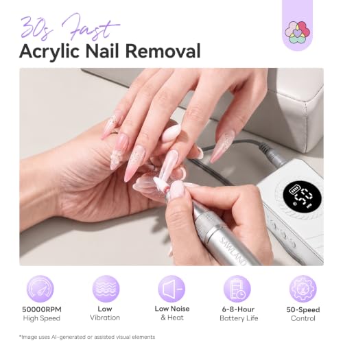 Electric Nail Drill 50000 RPM for Fast Acrylic Removal | Cordless & Quiet