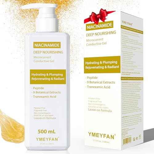 500ML Conductive Gel, Deep Nourishing Facial Leave-On Gel Primer for Microcurrent Devices, Hydrating Rejuvenating Radiance Serum, Niacinamide, Peptide & 9 Botanical Extracts, Paraben & Fragrance Free