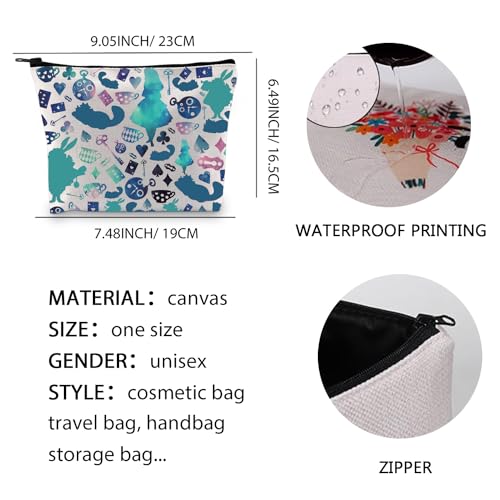 XYANFA Wondderrland Fairy Tale Makeup Bag Movie Fans Gift Cosmetic Bag For Cartoon Lover Zipper Pouch