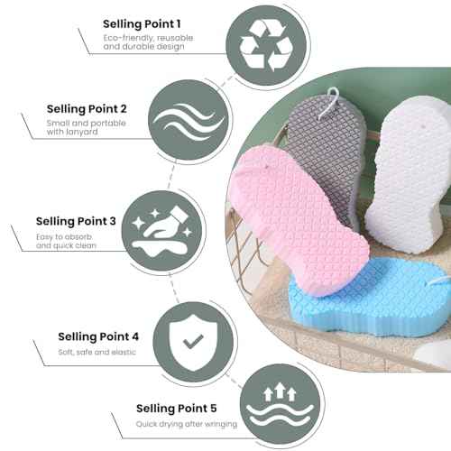 4PCS Magic Exfoliating Bath Sponge for Body, 3D Super Soft Exfoliate Body Scrubber, Reusable Handheld Shower Brush Remover Dead Skin for Adults Women Men Cleansing Skin No Silicone Net Sponge