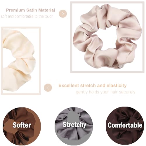 Satin Hair Scrunchies for Women, 16 Pack - Silk-Soft & Gentle