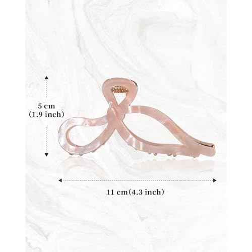 WELROG 2 Pack Metal Bow Claw Clips - Non-Slip Hair Claw Clips for Women,Elegant Large Hair Clip for Thin and Thick Hair (Gold)