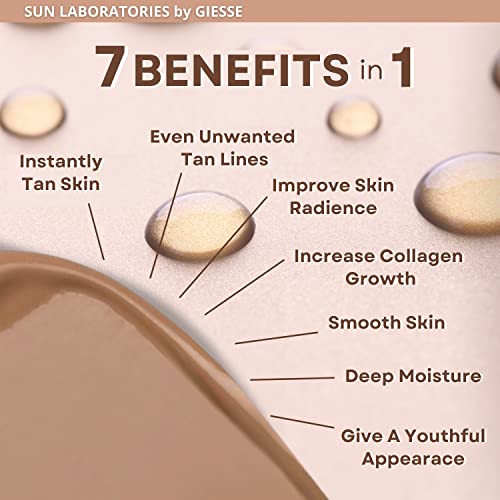 Sun Laboratories By Giesee Tan Overnight Sunless Tanning Lotion 4 oz with Tanning Mitt - Natural Self Tanner, Pregnancy Safe, Organic Sunless Tanner Kit, Extra Dark Self Tanner with Self Tanning Mitt