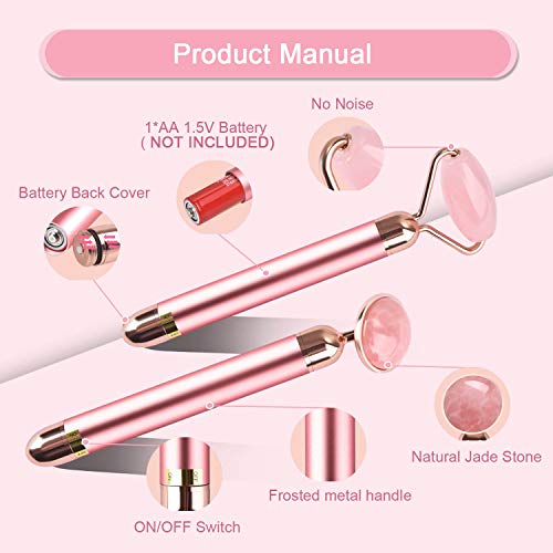 Electric Vibrating Jade Facial Roller - 2 in 1 Face & Eye Massager