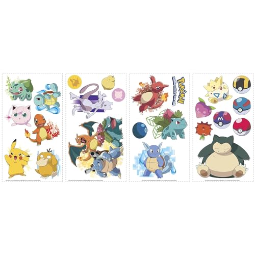 Pokemon Iconic Peel and Stick Wall Decals - 24 Removable Decals