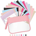 Irenare 16 Pcs Clear Makeup Bag Toiletry Flat Zipper Pouch Preppy Waterproof Clear Cosmetic PVC Pouch with Wristlet Toiletry DIY Chenille Letter Snack Bag for Women(Multi Colors)