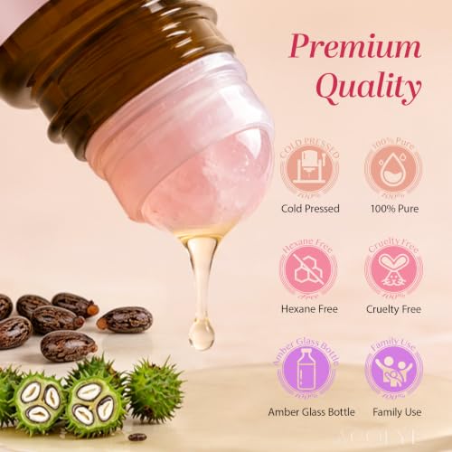 Castor Oil Rose Quartz Roller for Face & Lashes