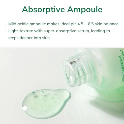 keenoniks Cooling Hyaluronic Acid Ampoule Serum - 85% Cabbage Extract Calming Facial Remedy to Soothe and Moisturize for Sensitive, Dry Skin | Balancing Korean Essence - 1.01 Fl Oz