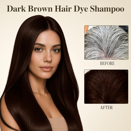 Dark Brown Hair Dye Shampoo | Gray Coverage, 3-in-1 Formula