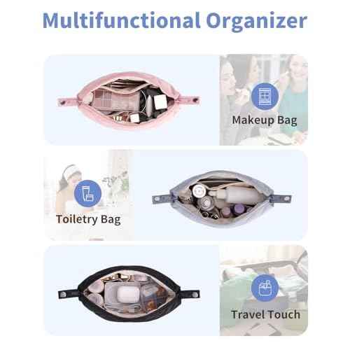 Ceneda Puffy Padded Makeup Bag Travel Toiletry Bag Quilted Makeup Pouch Organizer Bag Cosmetic Bag for Women (Black)