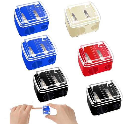 Plastic Makeup Pencil Sharpener Set - Dual Hole Portable Cosmetic Tool - 4 Colors