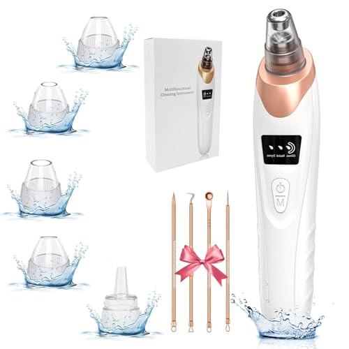 Pore Vacuum Blackhead Remover - 69kPa Suction, 3 Levels, 5 Heads