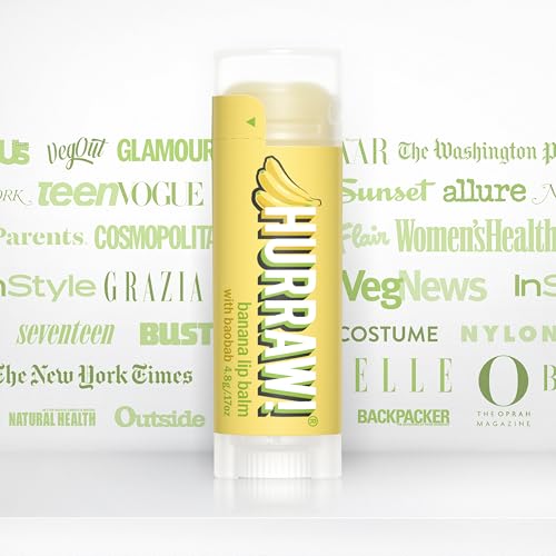 Hurraw! Banana Lip Balm, 3 Pack: Organic, Certified Vegan, Cruelty and Gluten Free. Non-GMO, 100% Natural Ingredients. Bee, Shea, Soy and Palm Free. Made in USA