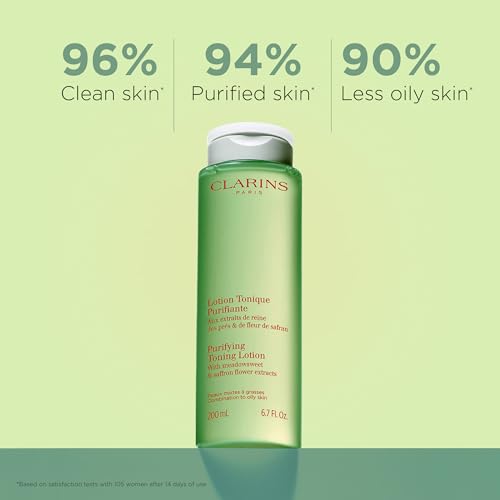 Clarins Purifying Toning Lotion | Less Oily Skin After 14 Days of Use* | Cleanses, Hydrates, Purifies, Mattifies and Balances Skin's Microbiota | Contains Witch Hazel | Combination To Oily Skin Types