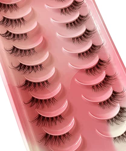 Half Lashes Clear Band D Curl Fluffy Mink 10 Pairs