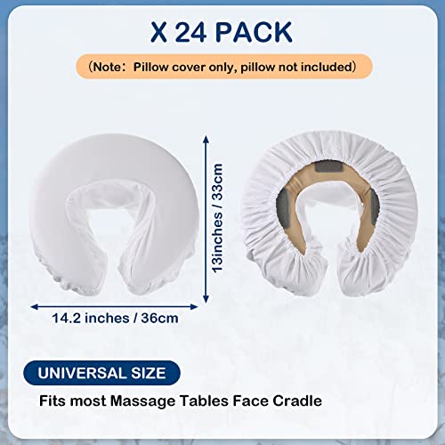 Macarrie 24 Pcs Microfiber Face Cradle Covers for Massage Tables - White, Reusable & Fits Most
