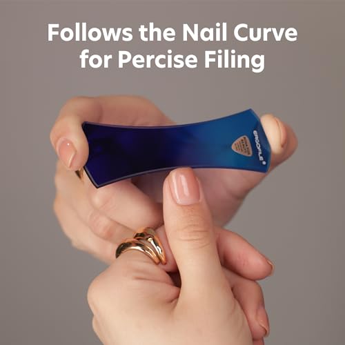 BONA FIDE BEAUTY Blue Czech Glass Nail File Kit 3-Pieces- Glass Curved File (Ergo File), and Cuticle Pusher