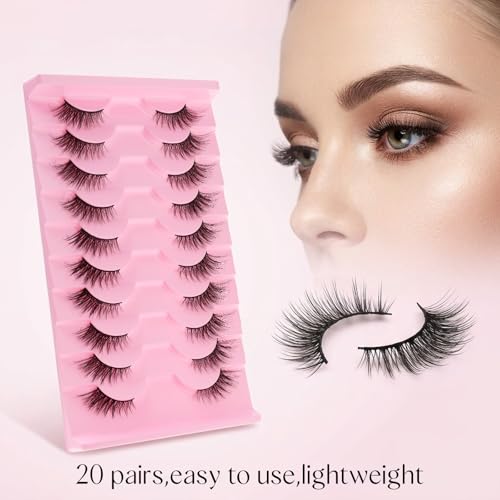 Sibba Half Eyelashes 20 Pairs - Natural Wispy Cat Eye Lashes