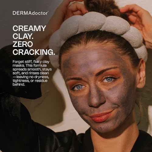 DERMAdoctor Clay Face Mask with Bentonite & Kaolin Clay + Vitamin C - Face Exfoliator, Pore Minimizer, Facial Detox, Facial Oil Remover, Illuminator, Acne Scar Mask for Faces - 15 Minutes - 1.69 oz