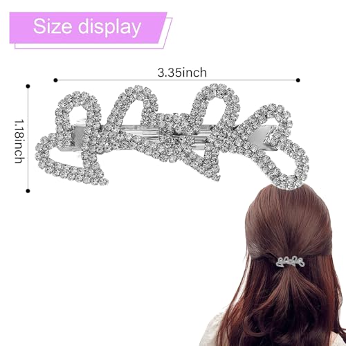 Austrian Crystal Bridal Hair Barrettes, Rhinestones Vintage Hair Clips, Sparkly Glitter Crystal Hairgrip Wedding Hair Headwear Accessories for Women Girls (D)